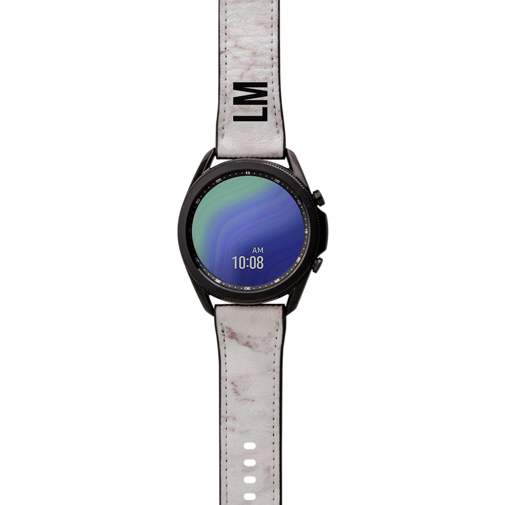 Personalised White Napoli Marble Samsung Galaxy Watch3 Strap