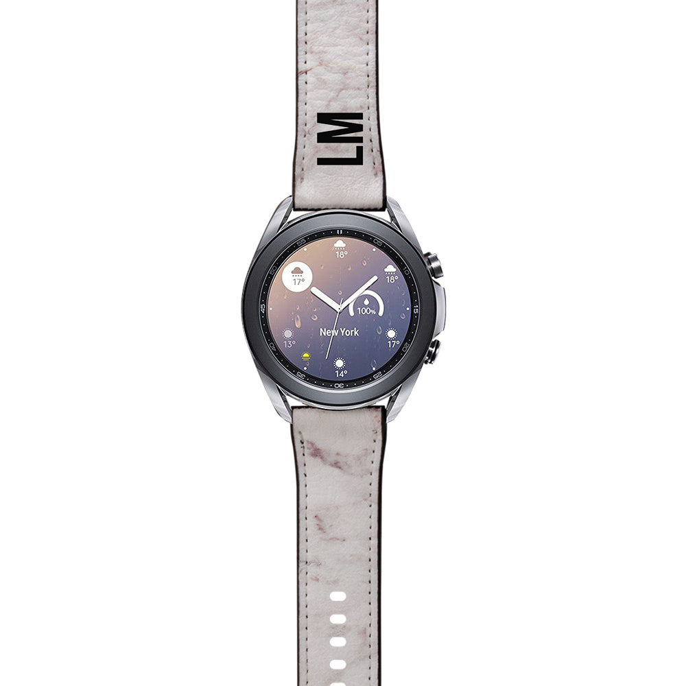 Personalised White Napoli Marble Samsung Galaxy Watch3 Strap