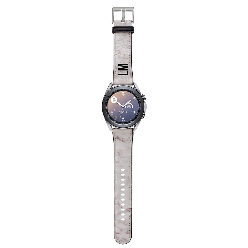 Personalised White Napoli Marble Samsung Galaxy Watch3 Strap