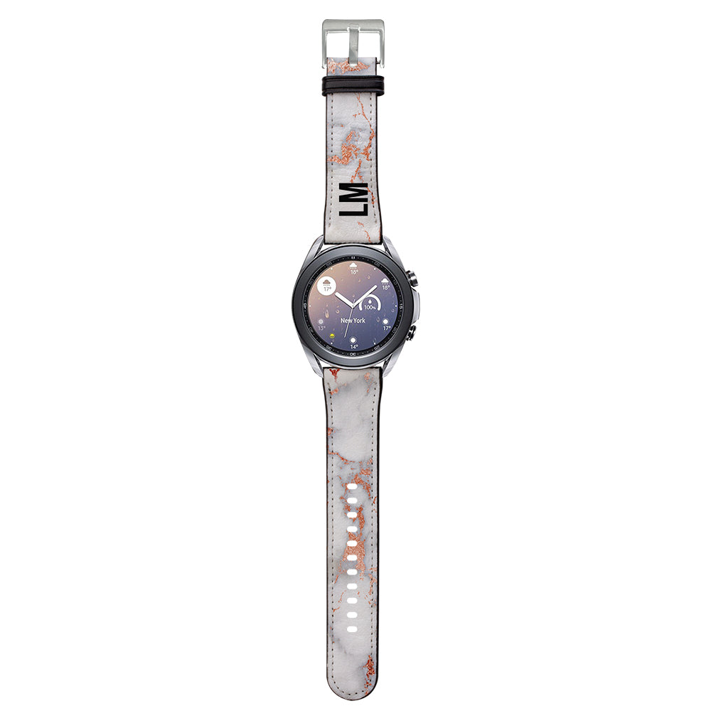 Personalised White x Rose Gold Marble Samsung Galaxy Watch3 Strap