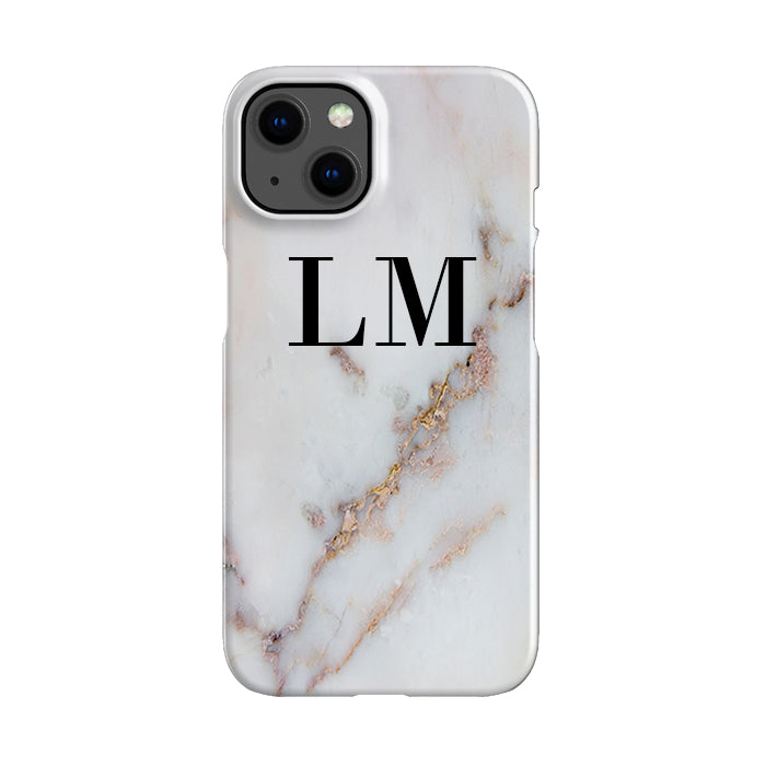 Personalised Gold Stained Marble Initials iPhone 15 Case