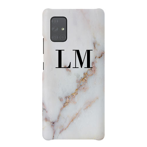 Personalised Gold Stained Marble Initials Samsung Galaxy A71 Case