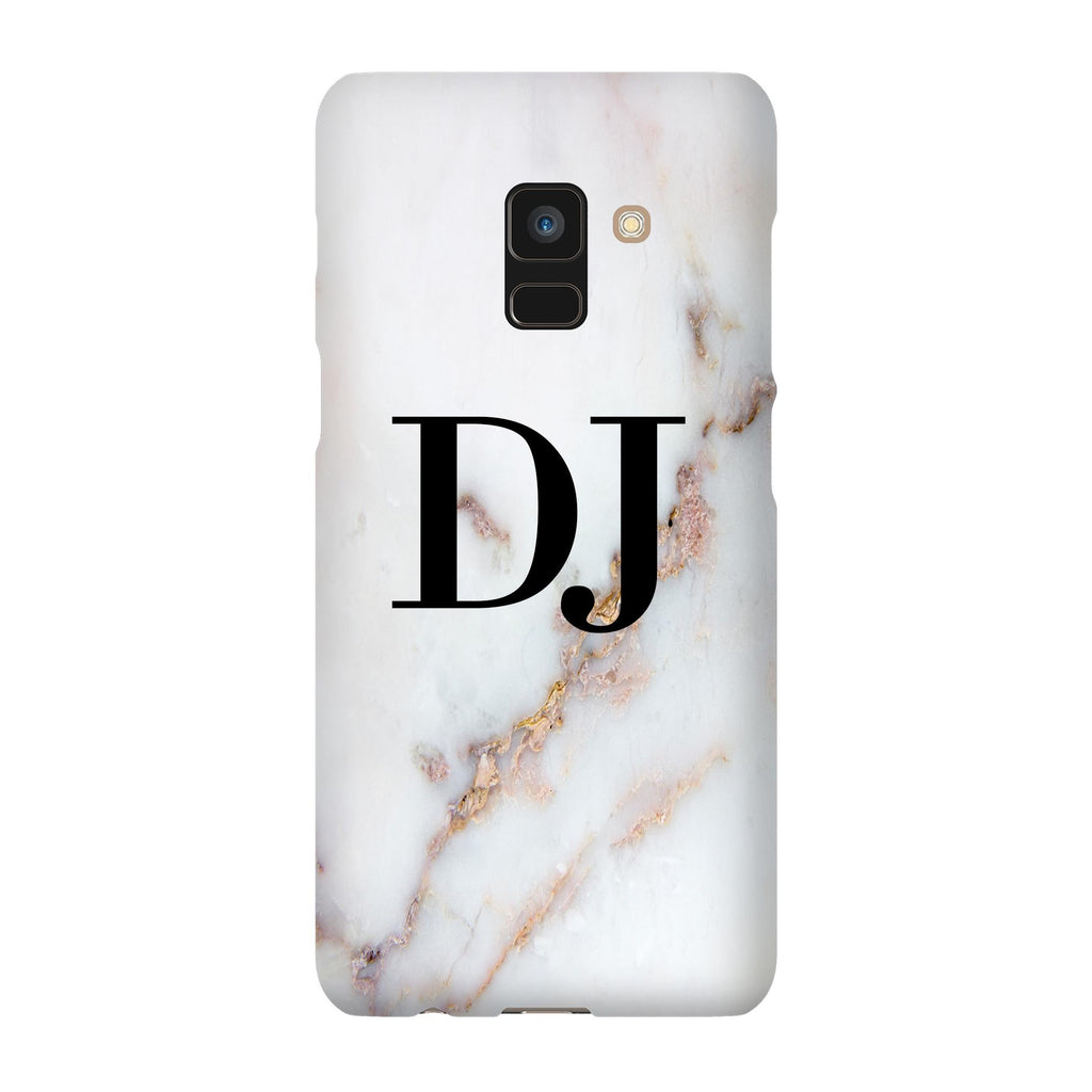 Personalised Gold Stained Marble Initials Samsung Galaxy A8 Case