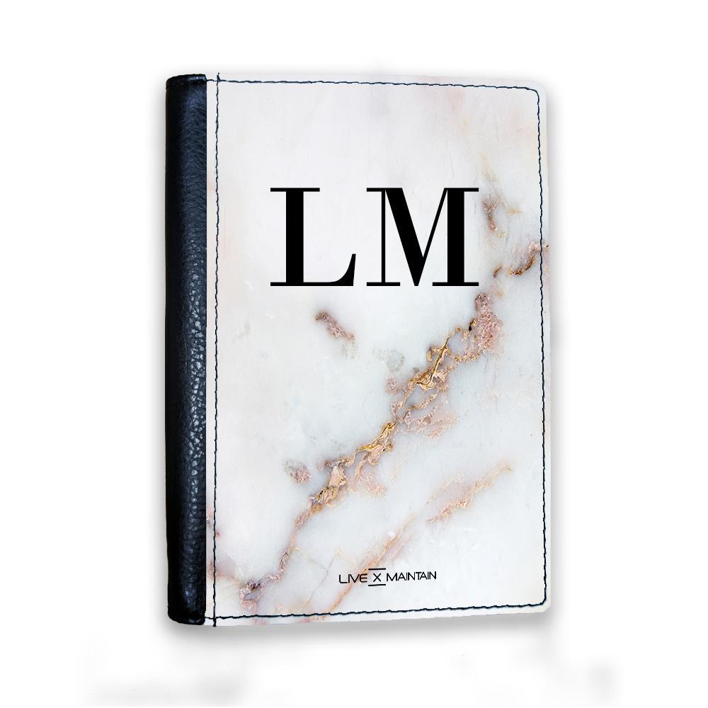 Personalised Gold Stained Marble Initials Passport Cover