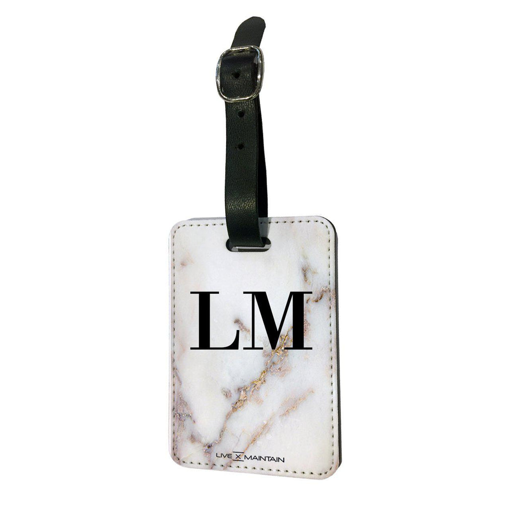 Personalised Gold Stained Marble Initials Luggage Tag