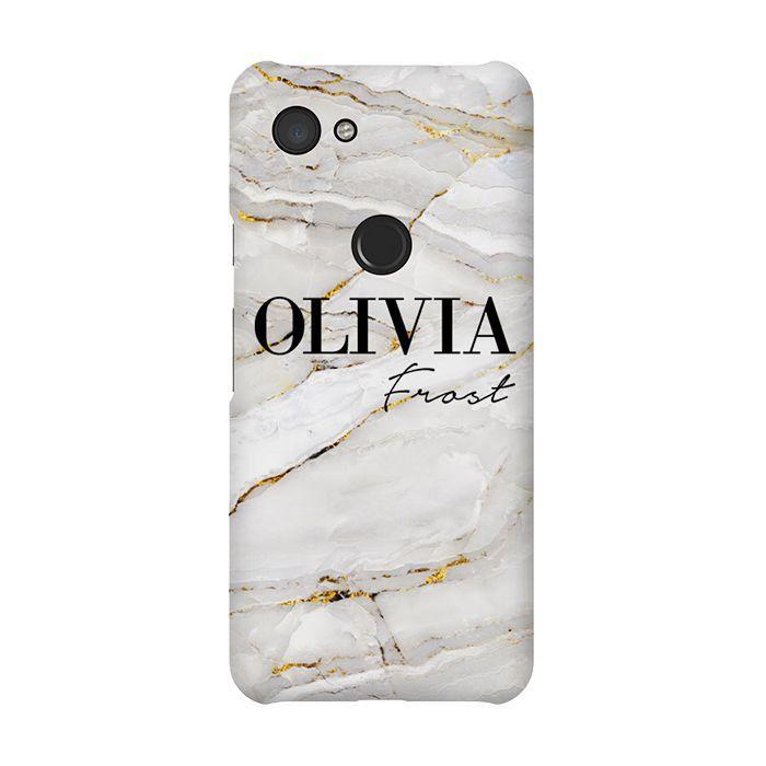 Personalised Cream Marble Name Google Pixel 3a Case