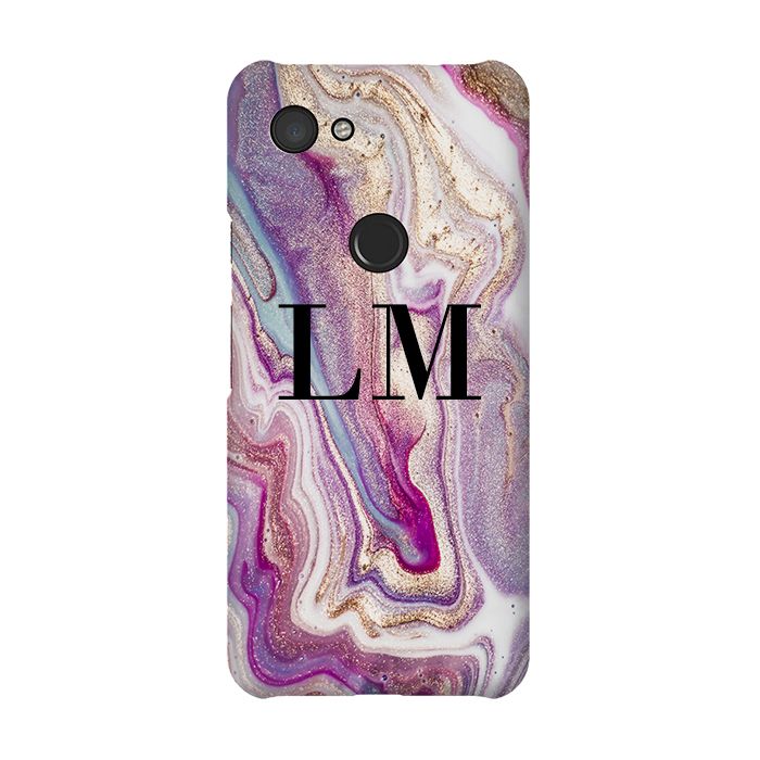 Personalised Violet Marble Initials Google Pixel 3a Case