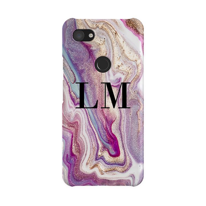 Personalised Violet Marble Initials Google Pixel 3a XL Case
