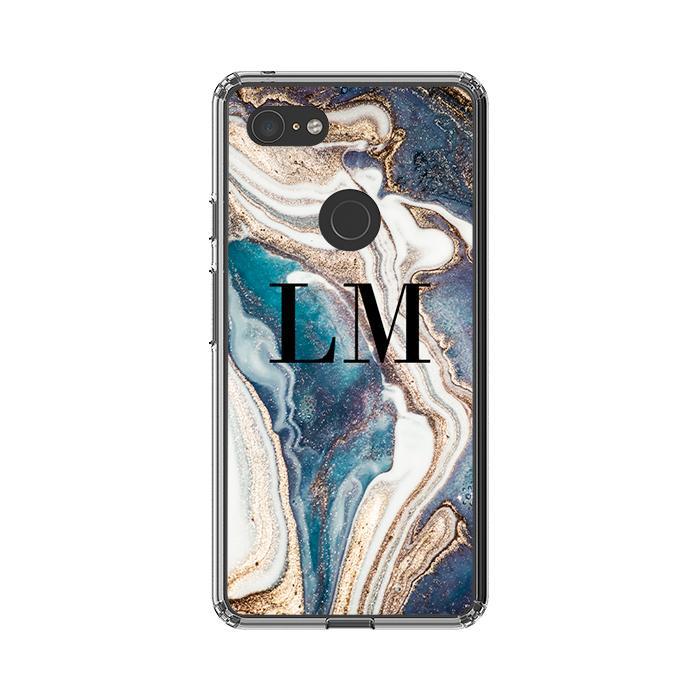 Personalised Luxe Marble Initials Google Pixel 3XL Case