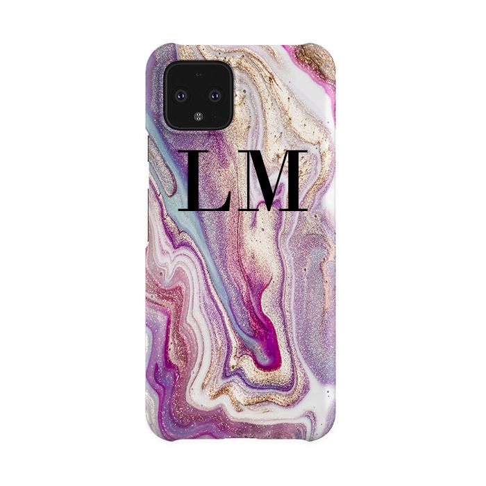 Personalised Violet Marble Initials Google Pixel 4 Case