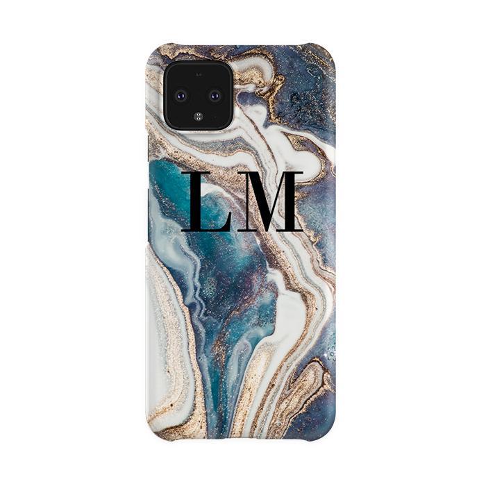 Personalised Luxe Marble Initials Google Pixel 4 Case