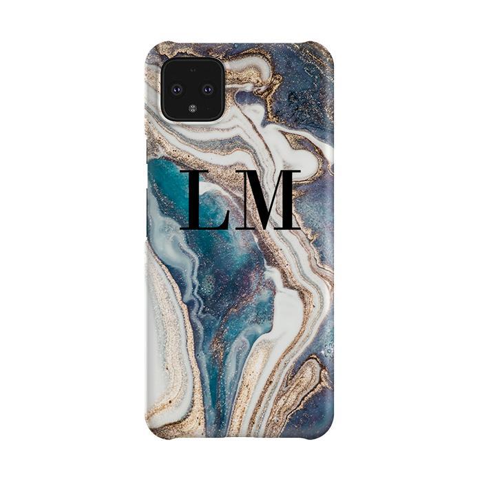 Personalised Luxe Marble Initials Google Pixel 4XL Case