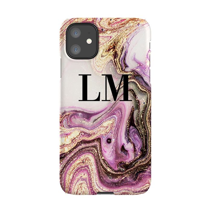 Personalised Gouache Marble initials iPhone 11 Case