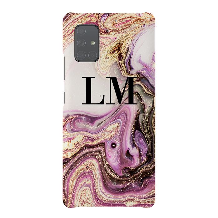 Personalised Gouache Marble initials Samsung Galaxy A71 Case