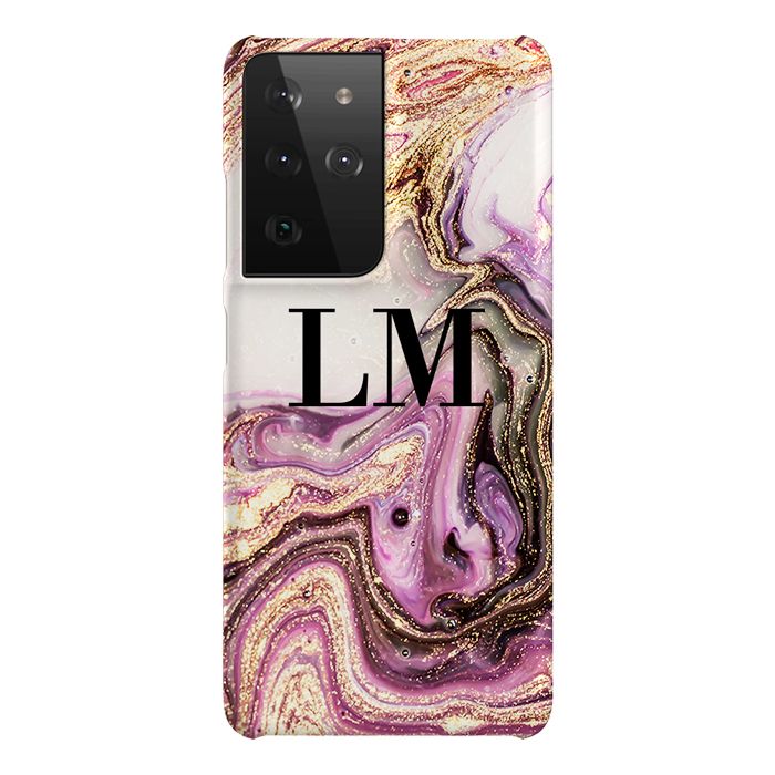 Personalised Gouache Marble Initials Samsung Galaxy S21 Ultra Case