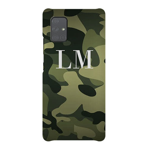 Personalised Green Camouflage Initials Samsung Galaxy A71 Case