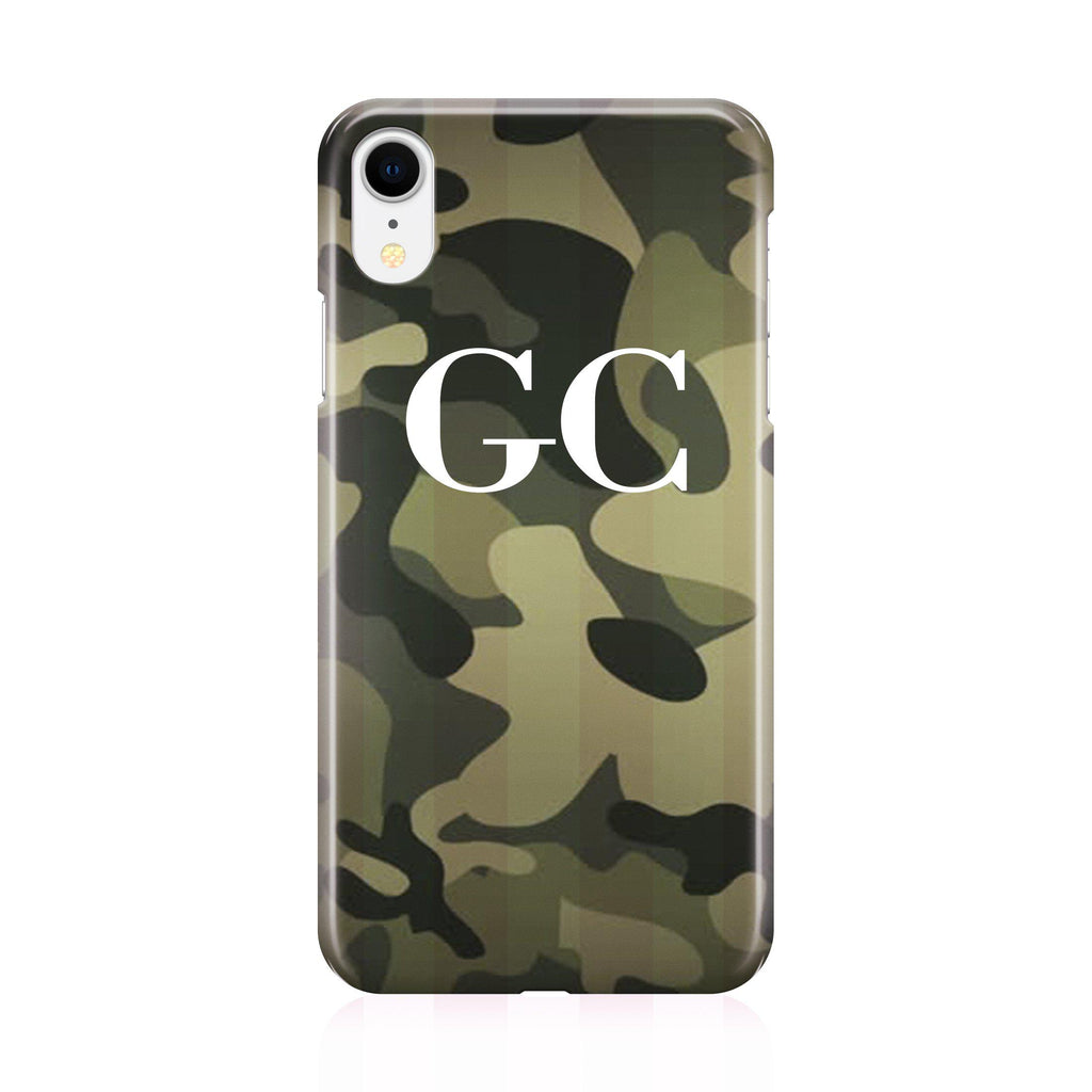 Personalised Green Camouflage Initials iPhone XR Case