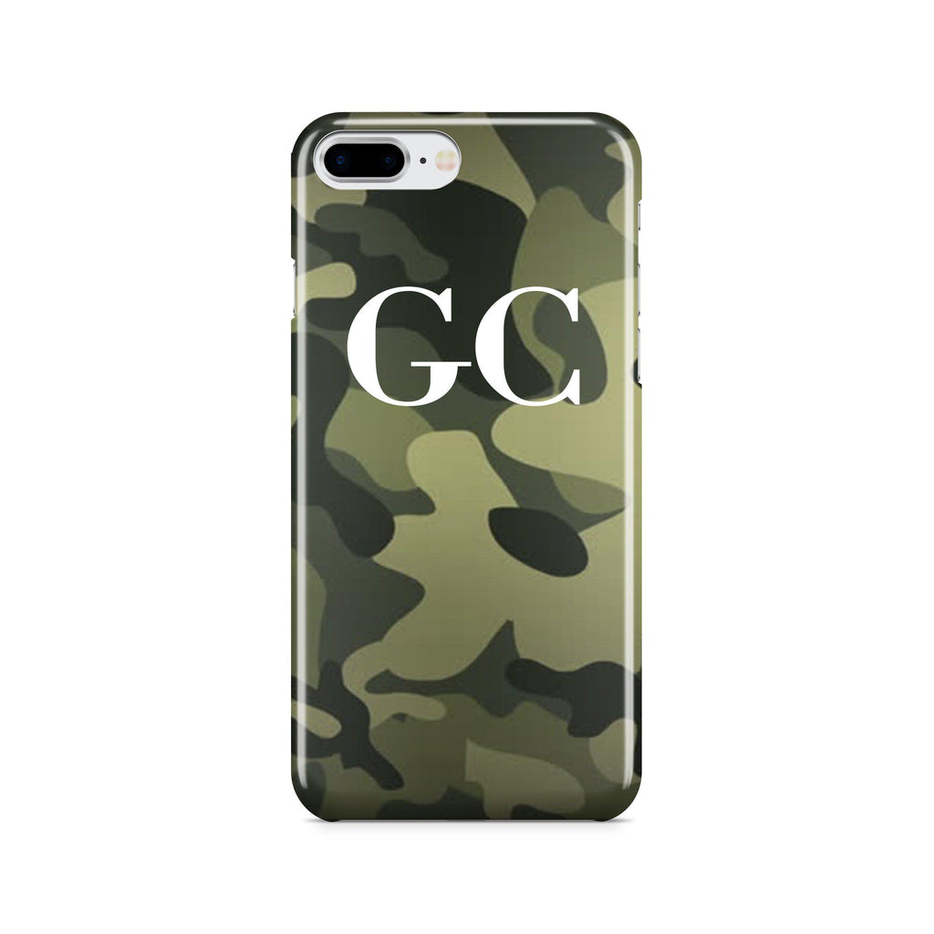 Personalised Green Camouflage Initials iPhone 8 Plus Case