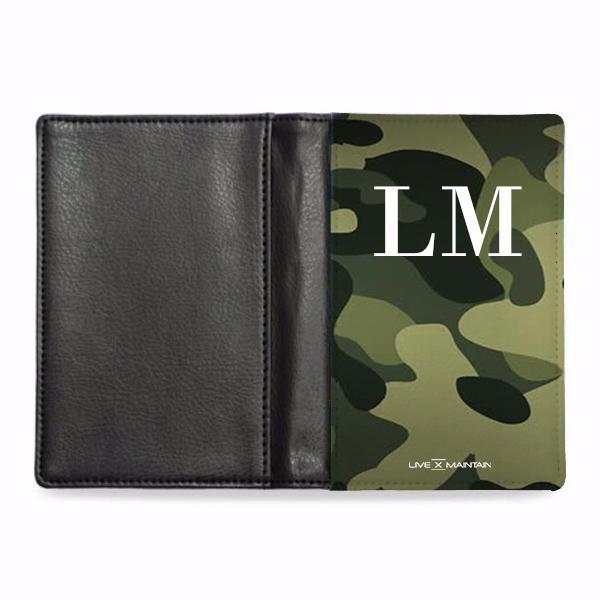 Personalised Green Camouflage Initials Passport Cover
