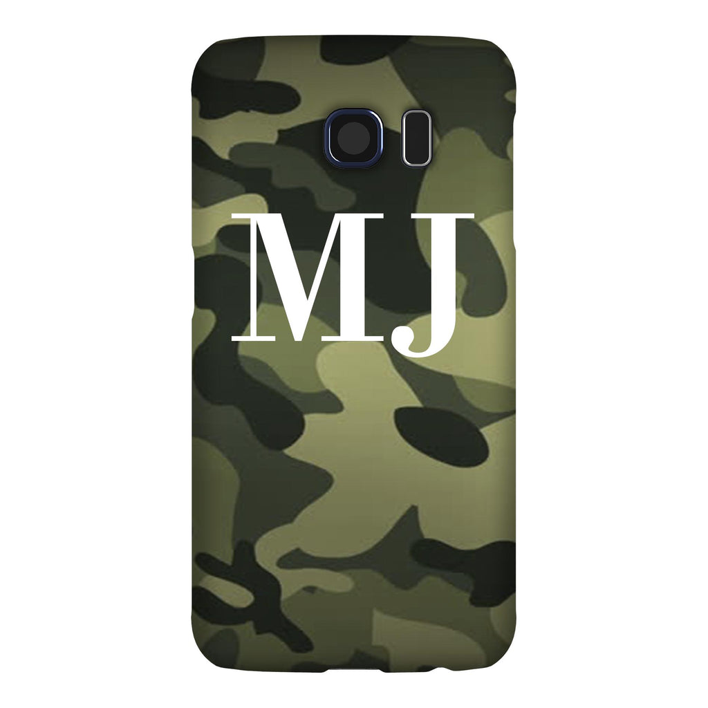 Personalised Green Camouflage Initials Samsung Galaxy S6 Edge Case