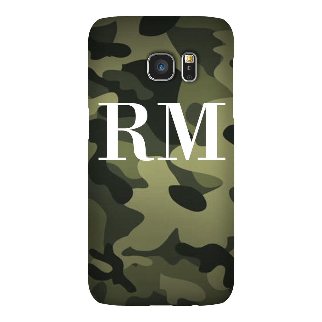 Personalised Green Camouflage Initials Samsung Galaxy S7 Edge Case