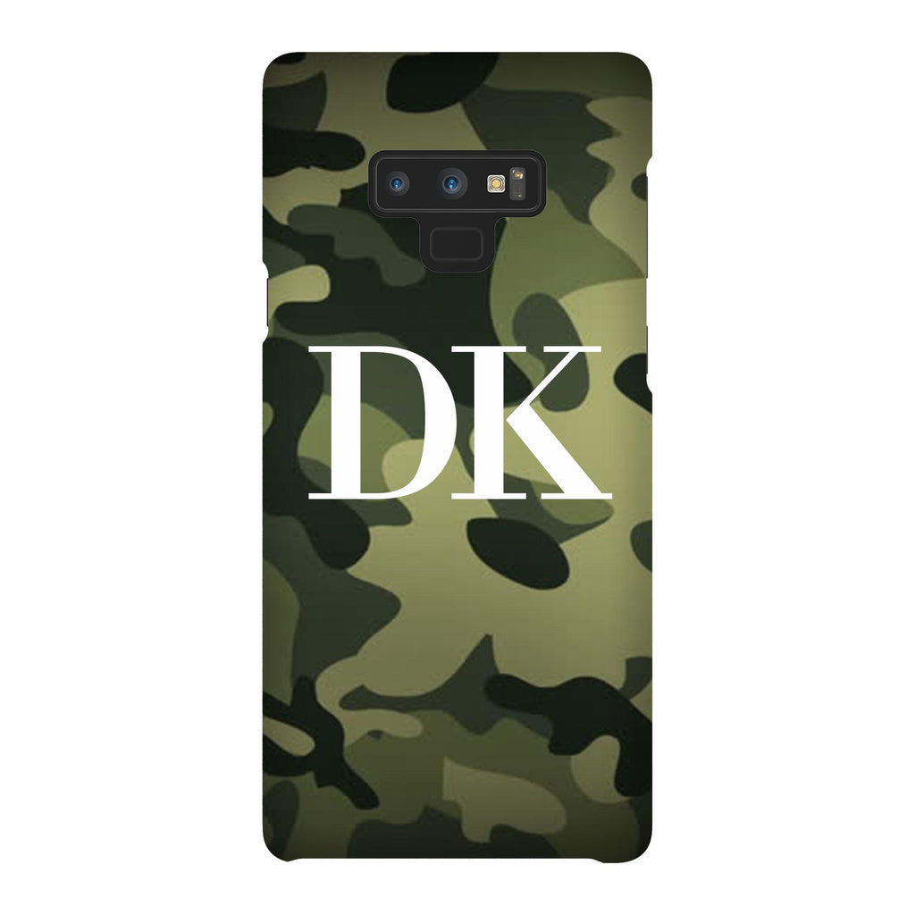 Personalised Green Camouflage Initials Samsung Galaxy Note 9 Case