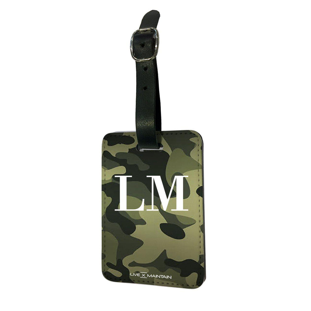 Personalised Green Camouflage Initials Luggage Tag