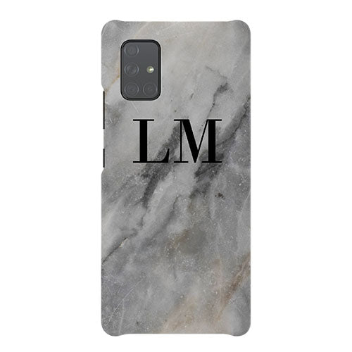 Personalised Grey Stone Marble Initials Samsung Galaxy A51 Case
