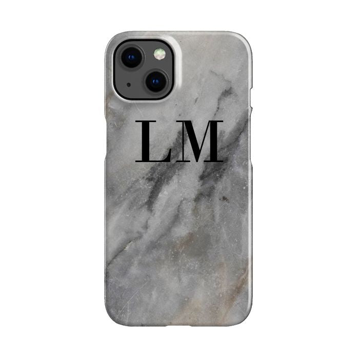 Personalised Grey Stone Marble Initials iPhone 13 Case