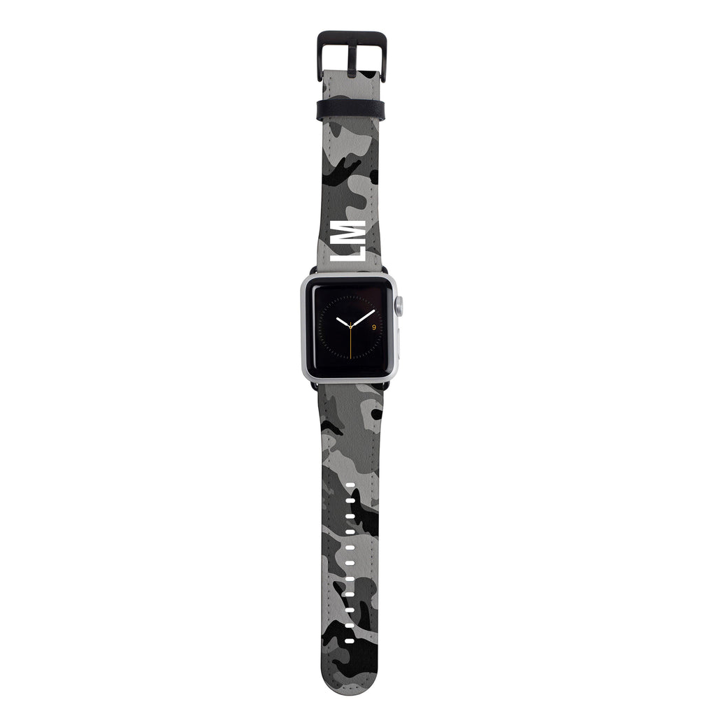 Personalised Grey Camouflage Apple Watch Strap