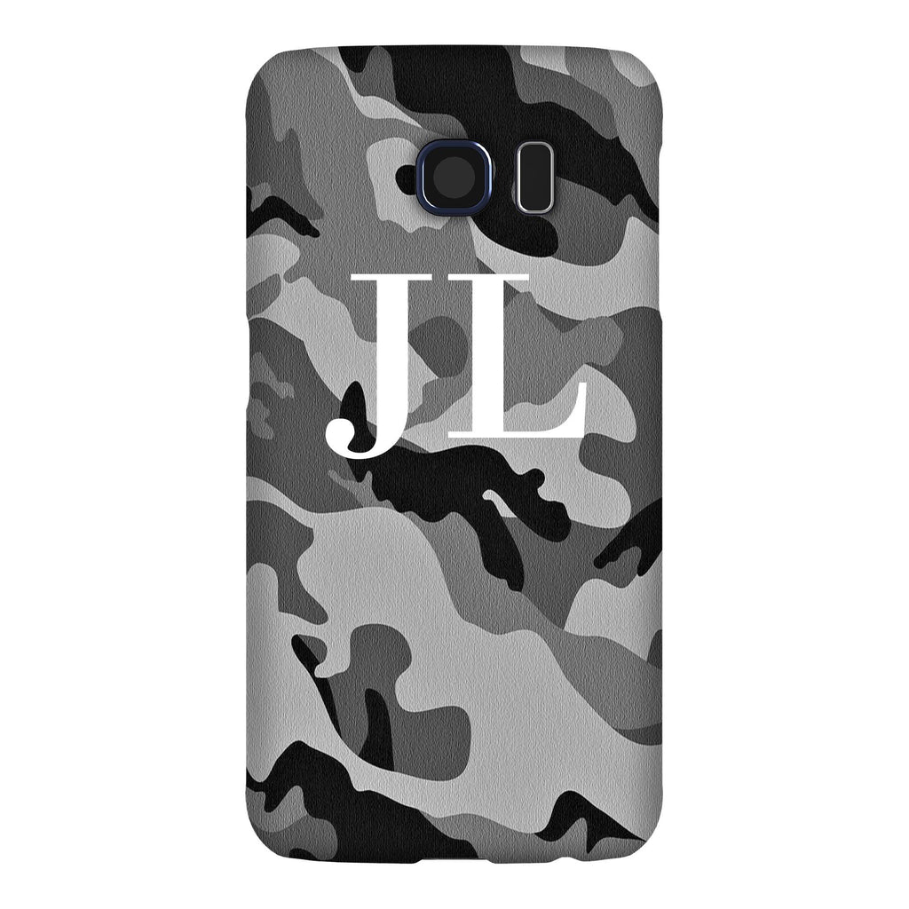 Personalised Grey Camouflage Initials Samsung Galaxy S6 Case