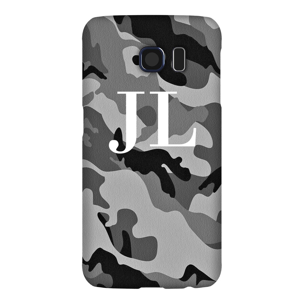 Personalised Grey Camouflage Initials Samsung Galaxy S6 Edge Case