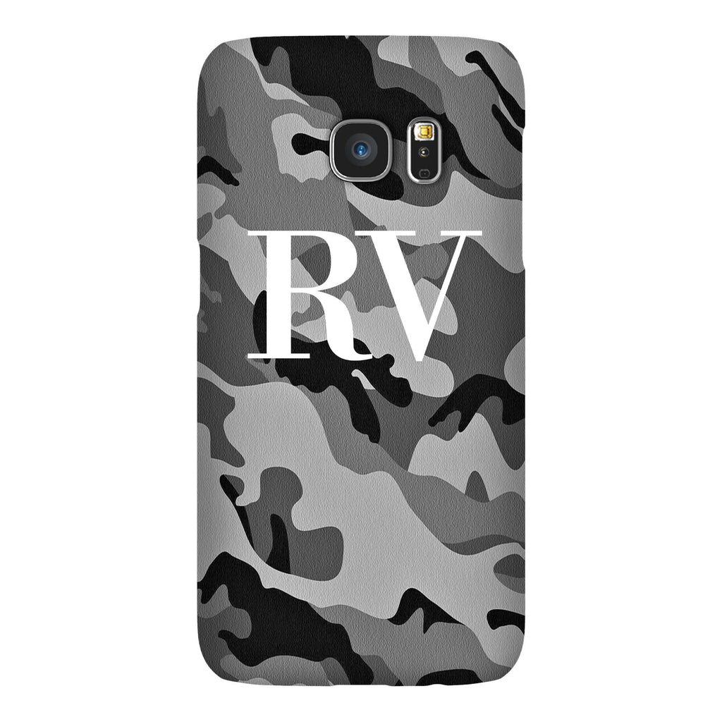 Personalised Grey Camouflage Initials Samsung Galaxy S7 Edge Case