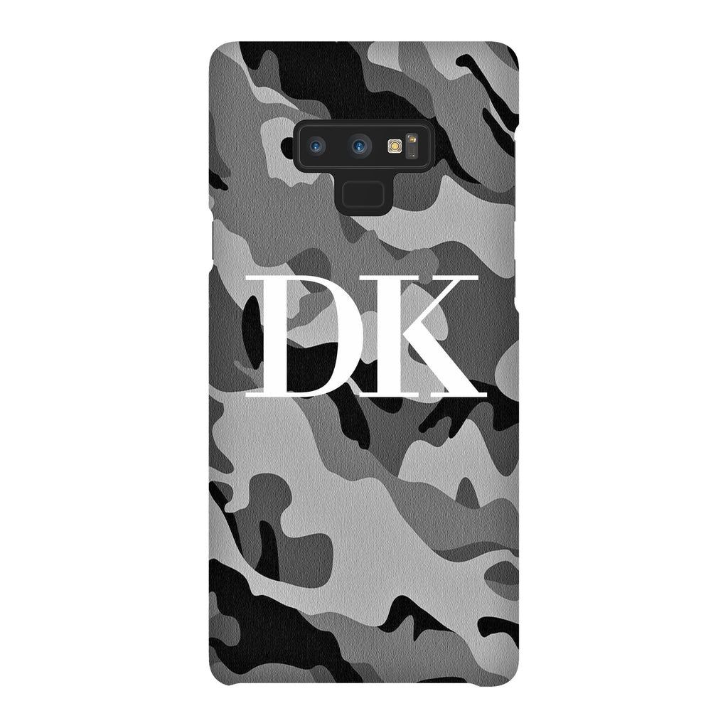 Personalised Grey Camouflage Initials Samsung Galaxy Note 9 Case