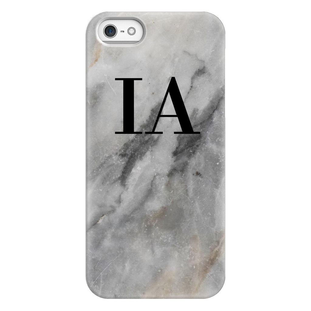 Personalised Grey Stone Marble Initials iPhone 5/5s/SE (2016) Case