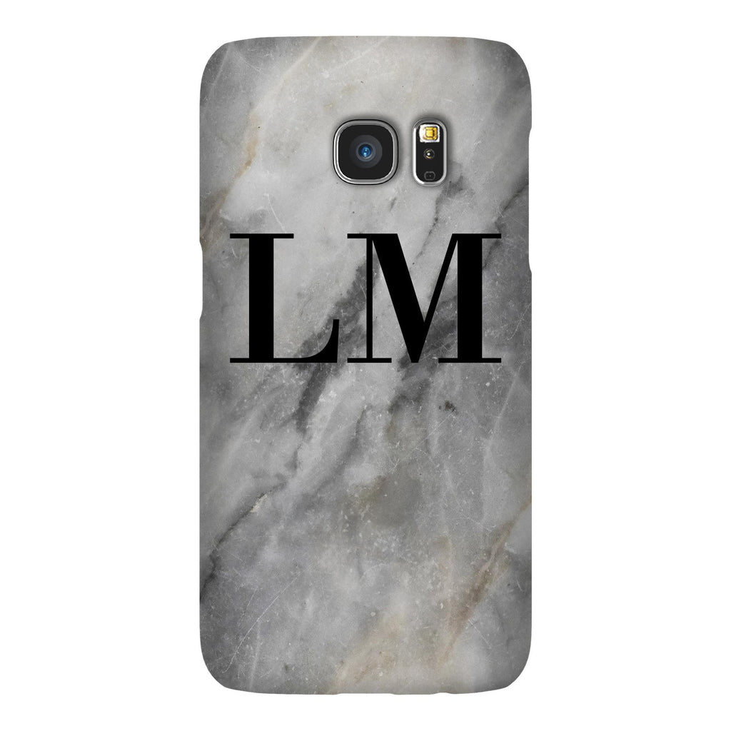Personalised Grey Stone Marble Initials Samsung Galaxy S7 Edge Case