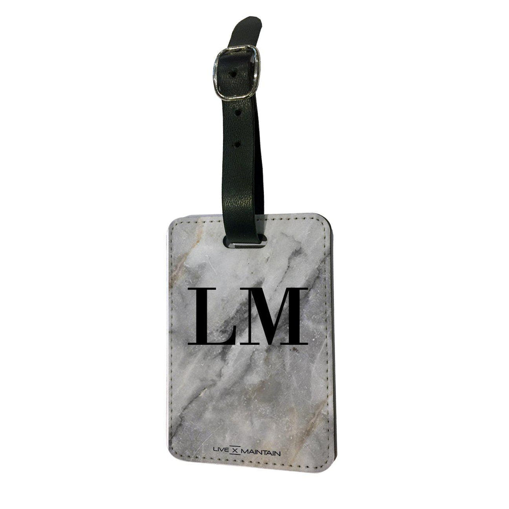 Personalised Grey Stone Marble Initials Luggage Tag
