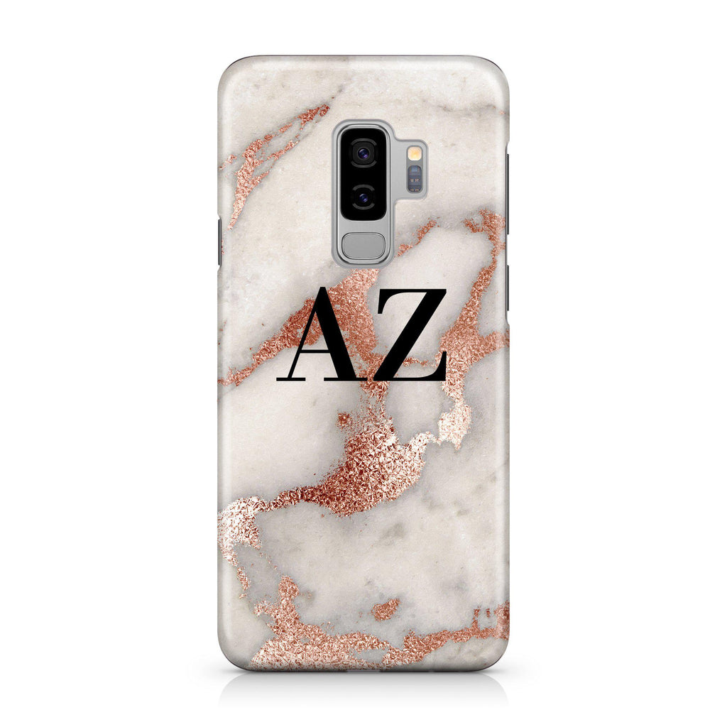 Personalised Grey x Rose Gold Marble Initials Samsung Galaxy S9 Plus Case