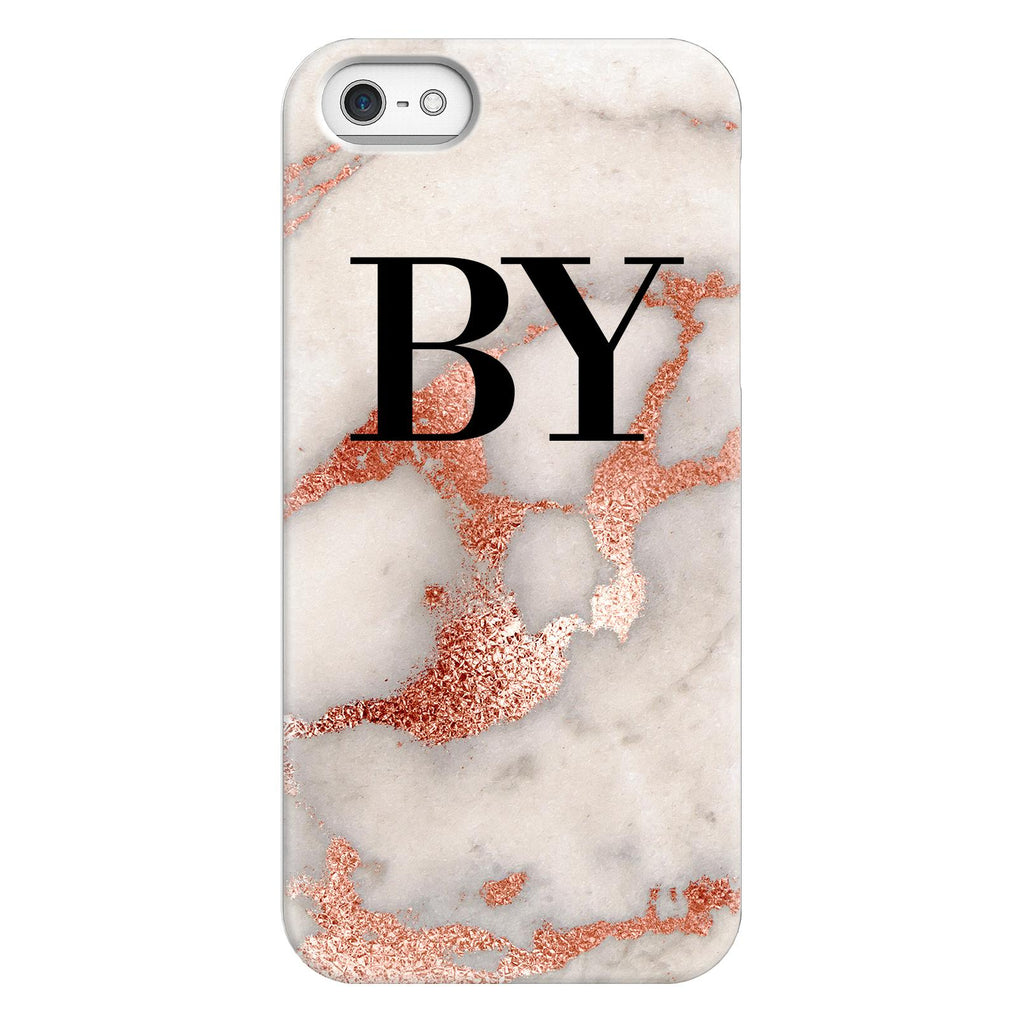 Personalised Grey x Rose Gold Marble Initials iPhone 5/5s/SE (2016) Case