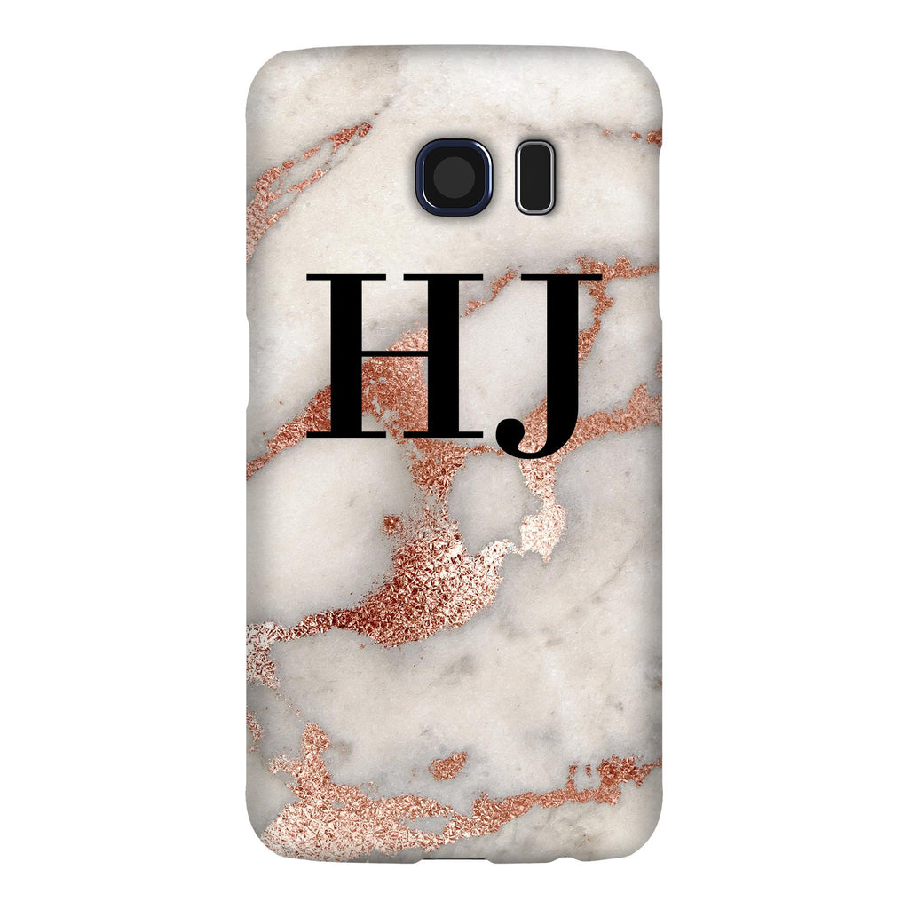Personalised Grey x Rose Gold Marble Initials Samsung Galaxy S6 Case