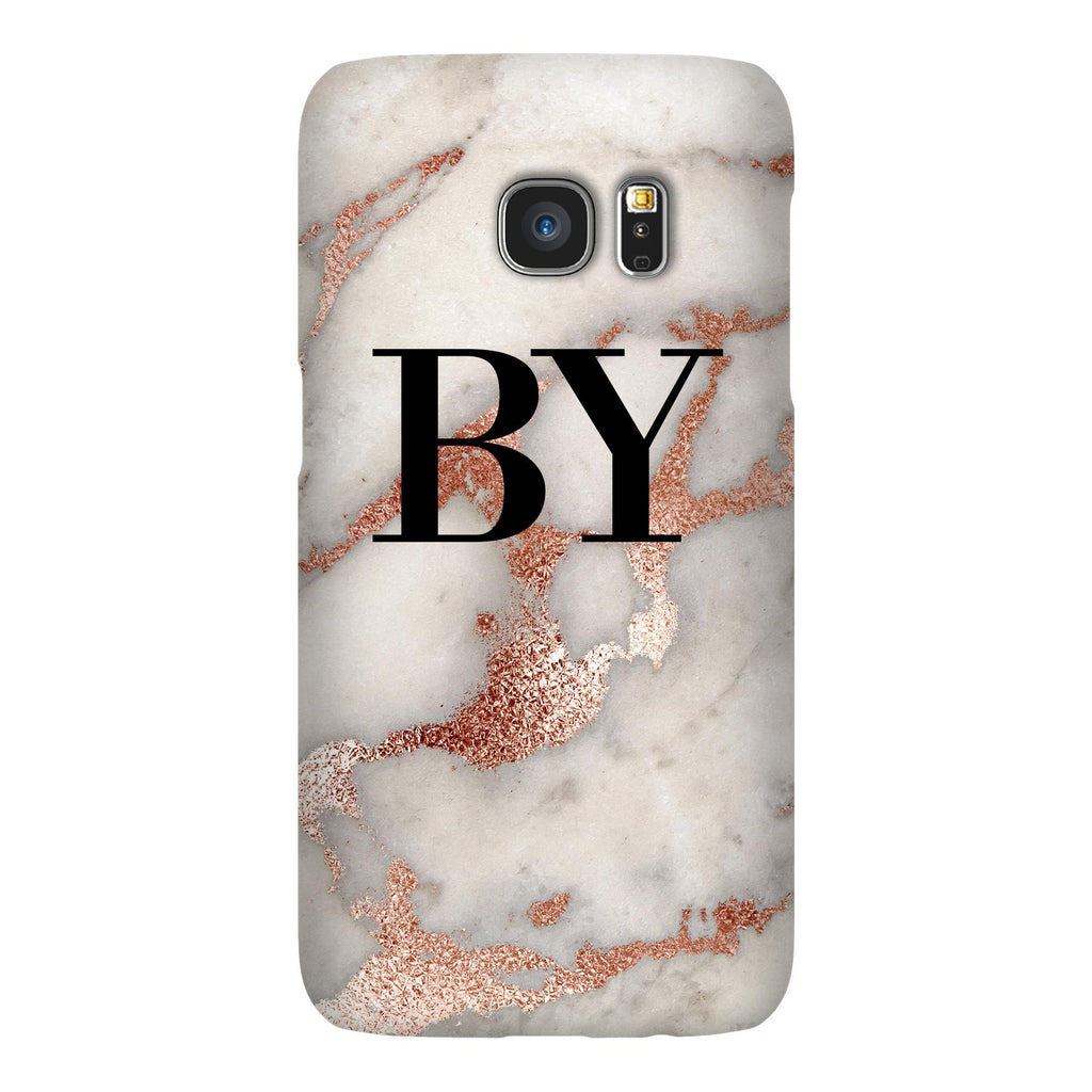 Personalised Grey x Rose Gold Marble Initials Samsung Galaxy S7 Case