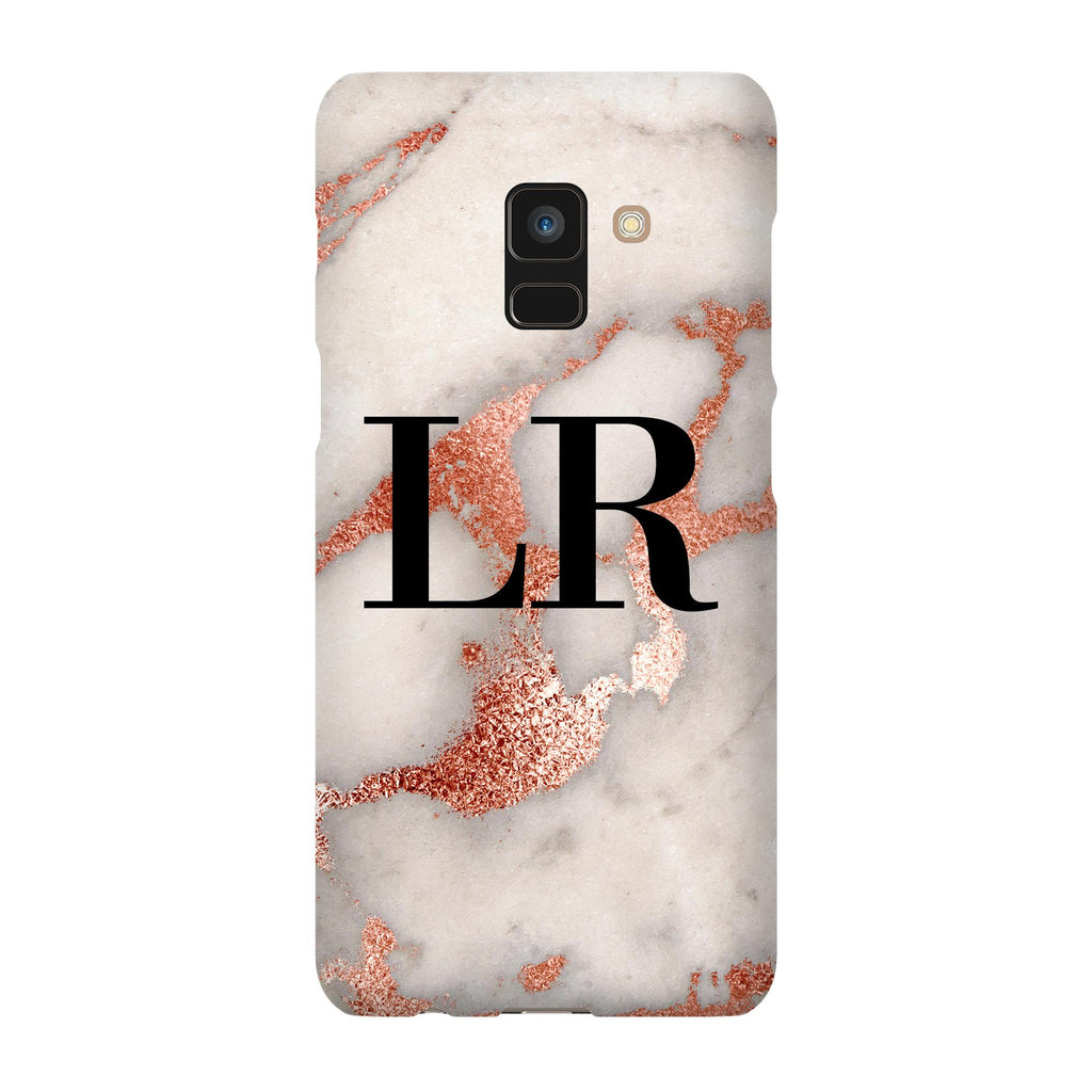 Personalised Grey x Rose Gold Marble Initials Samsung Galaxy A8 Case