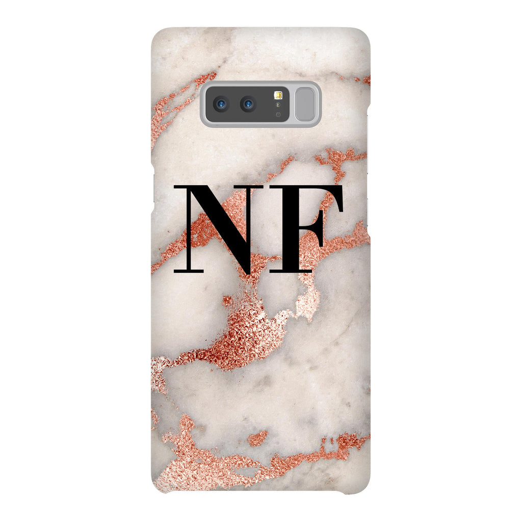 Personalised Grey x Rose Gold Marble Initials Samsung Galaxy Note 8 Case