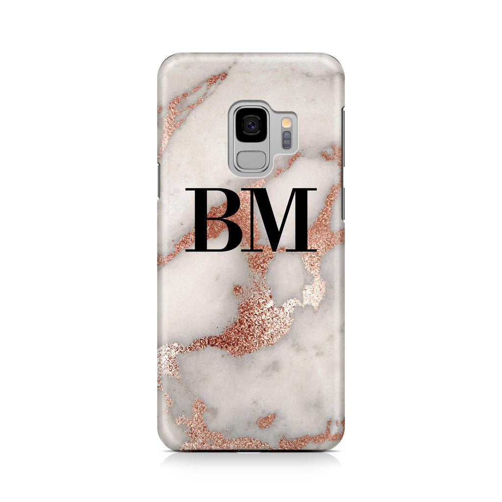 Personalised Grey x Rose Gold Marble Initials Samsung Galaxy S9 Case