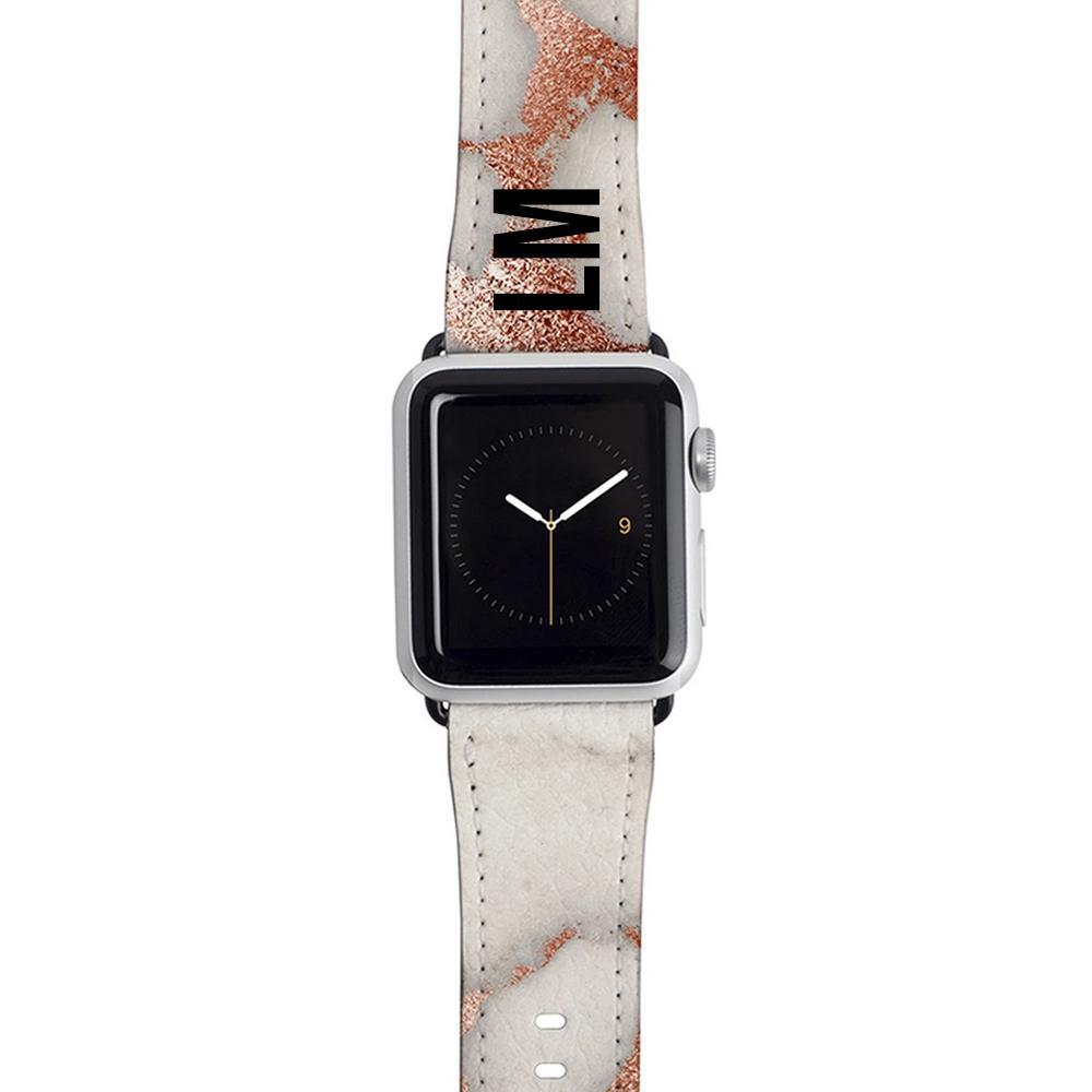 Personalised Grey x Rose Gold Marble Apple Watch Strap