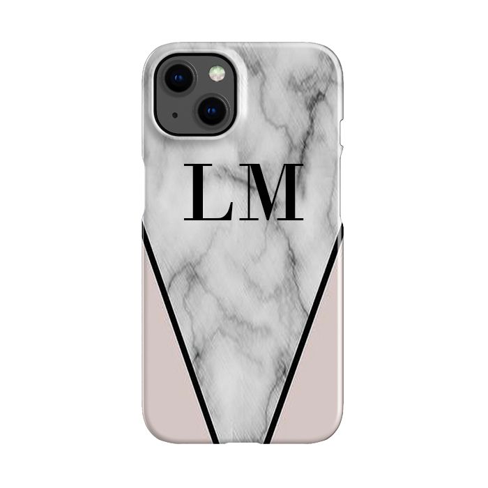 Personalised Pink x Grey Marble iPhone 14 Case