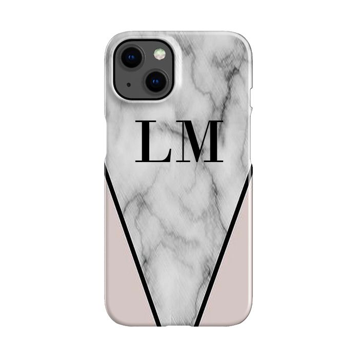 Personalised Pink x Grey Marble iPhone 14 Plus Case
