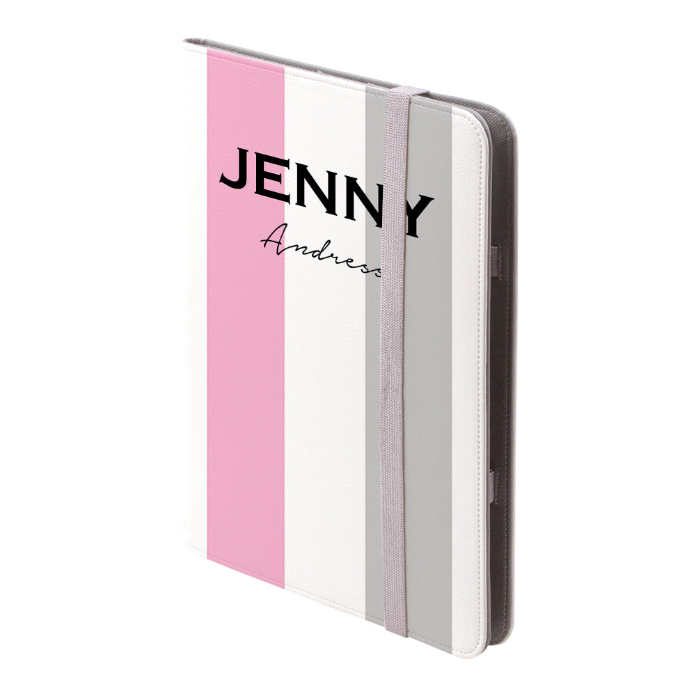 Personalised Pink x Grey Stripe iPad Pro Case