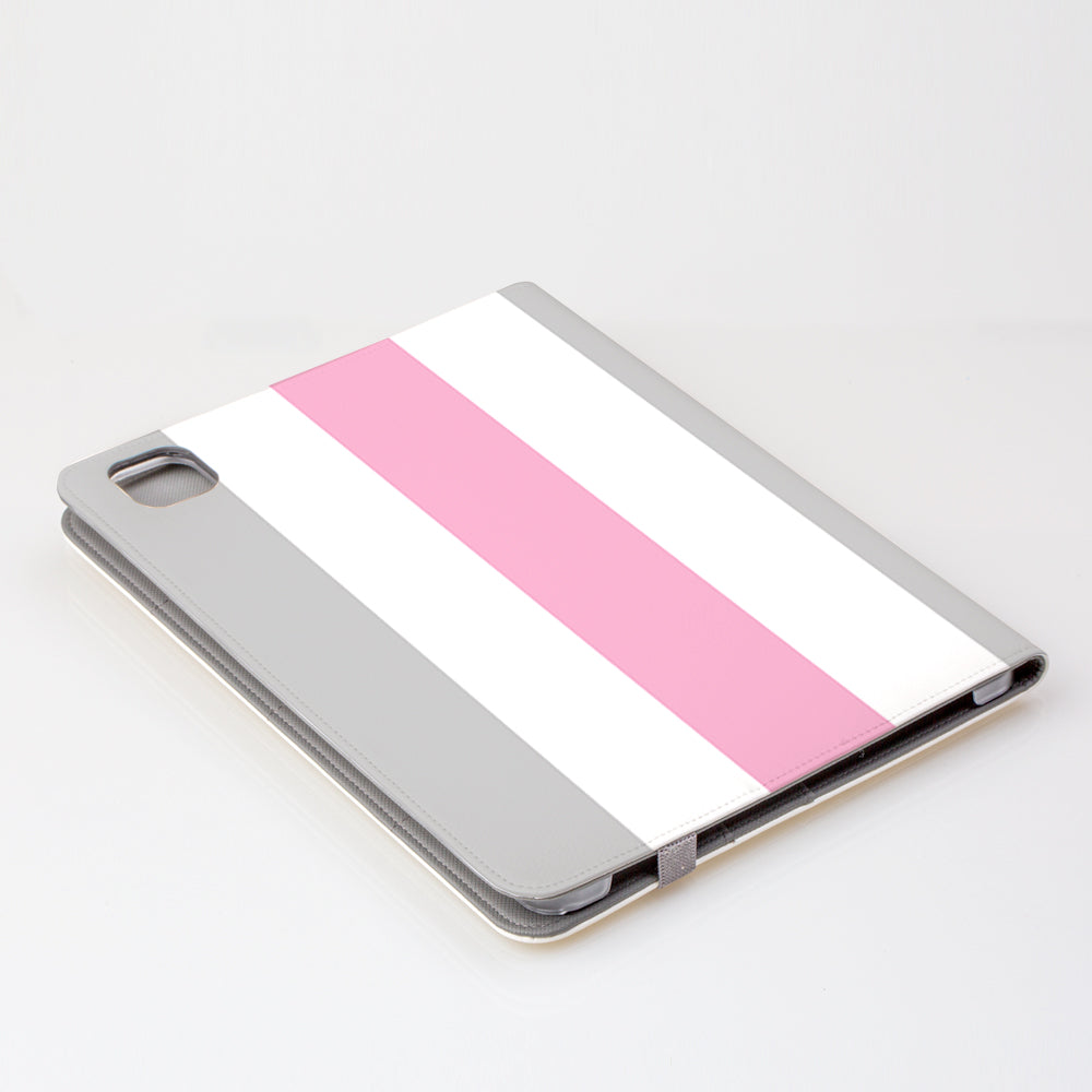 Personalised Pink x Grey Stripe iPad Pro Case