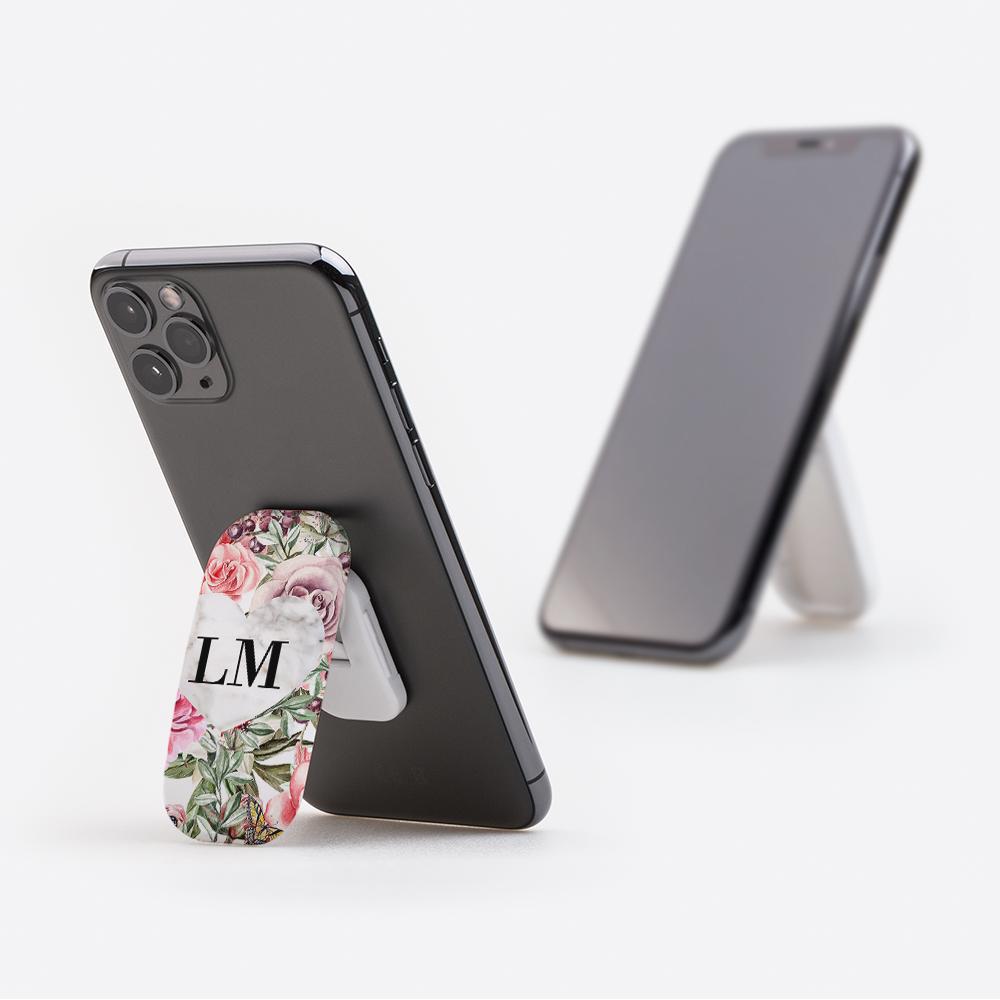 Personalised Floral Marble Heart Initials Clickit Phone grip